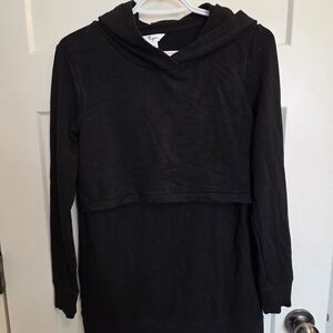 Thyme Maternity Black Hooded Nursing Sweater